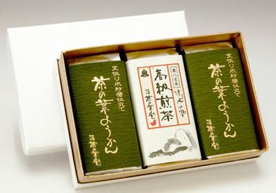 里作り氷砂糖仕立て　茶の葉ようかんと高級煎茶お詰め