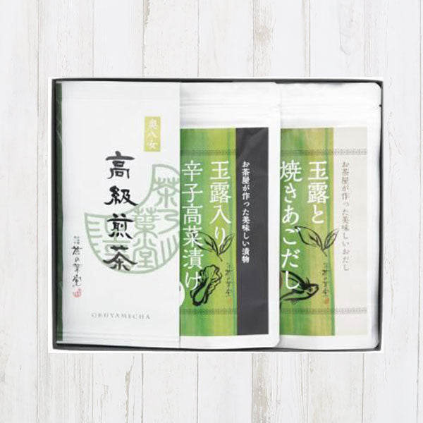 高級煎茶・玉露入り焼きあごだし・辛子高菜漬け詰合せ