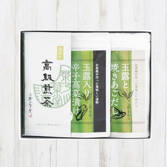 高級煎茶・玉露入り焼きあごだし・辛子高菜漬け詰合せ