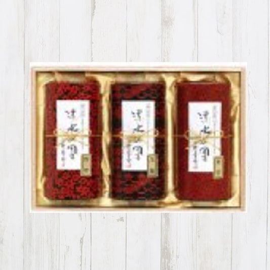 極上煎茶・玉露詰合せ<鎌倉彫風和紙缶・木箱入> T-03